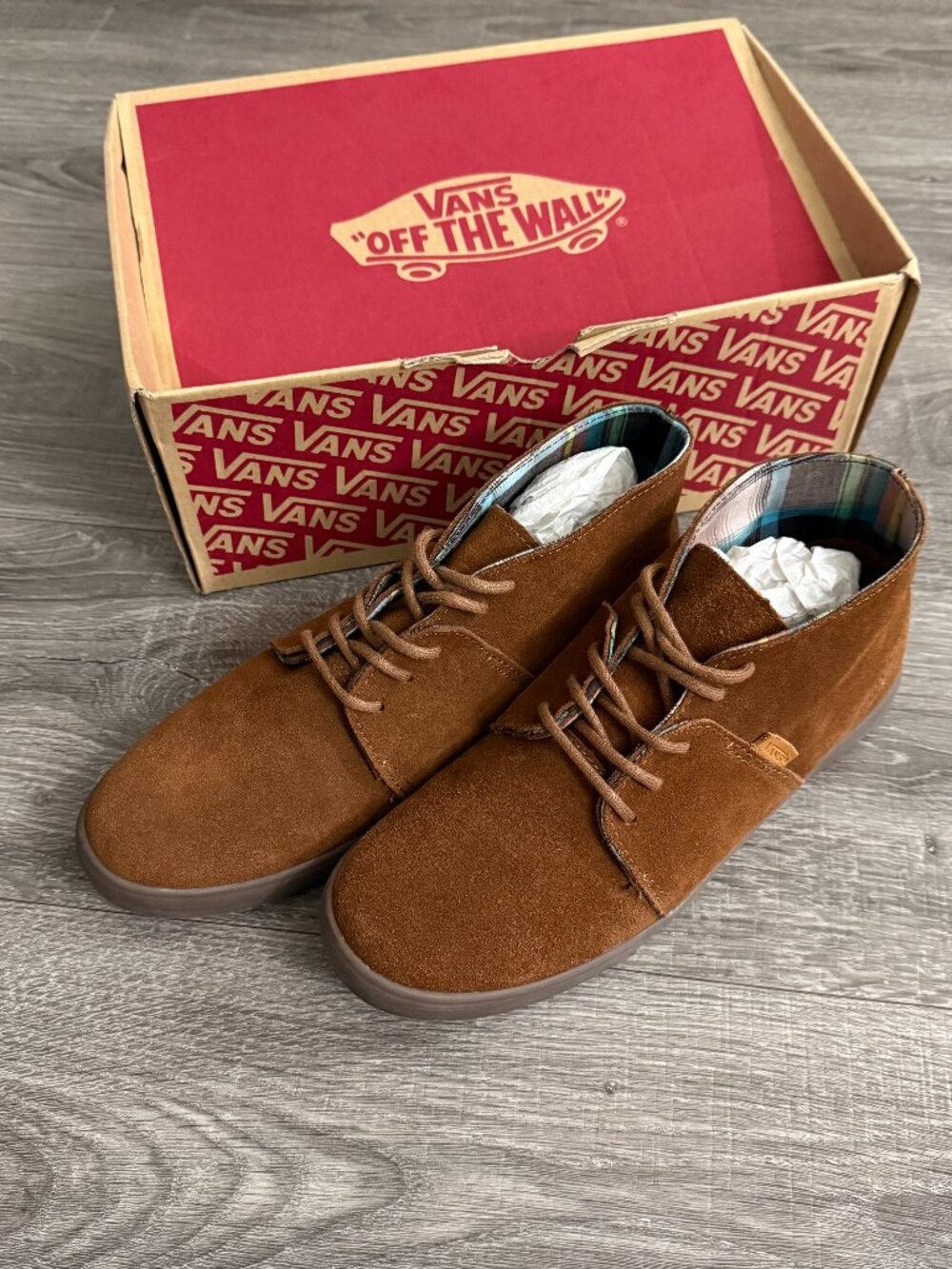 NIB Vans Canvas Camryn Suede Leather Brown Shoes Women Size 9.5